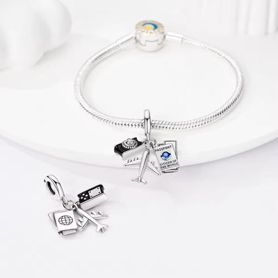 Camera & Plane Passport Dangle Charm - bellissi