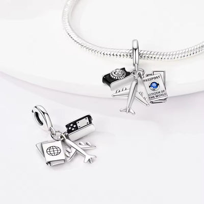 Camera & Plane Passport Dangle Charm - bellissi