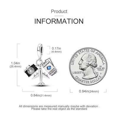 Camera & Plane Passport Dangle Charm - bellissi