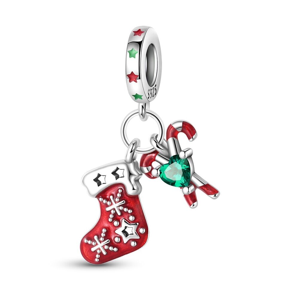 Candy Cane & Stocking Dangle Charm - bellissi