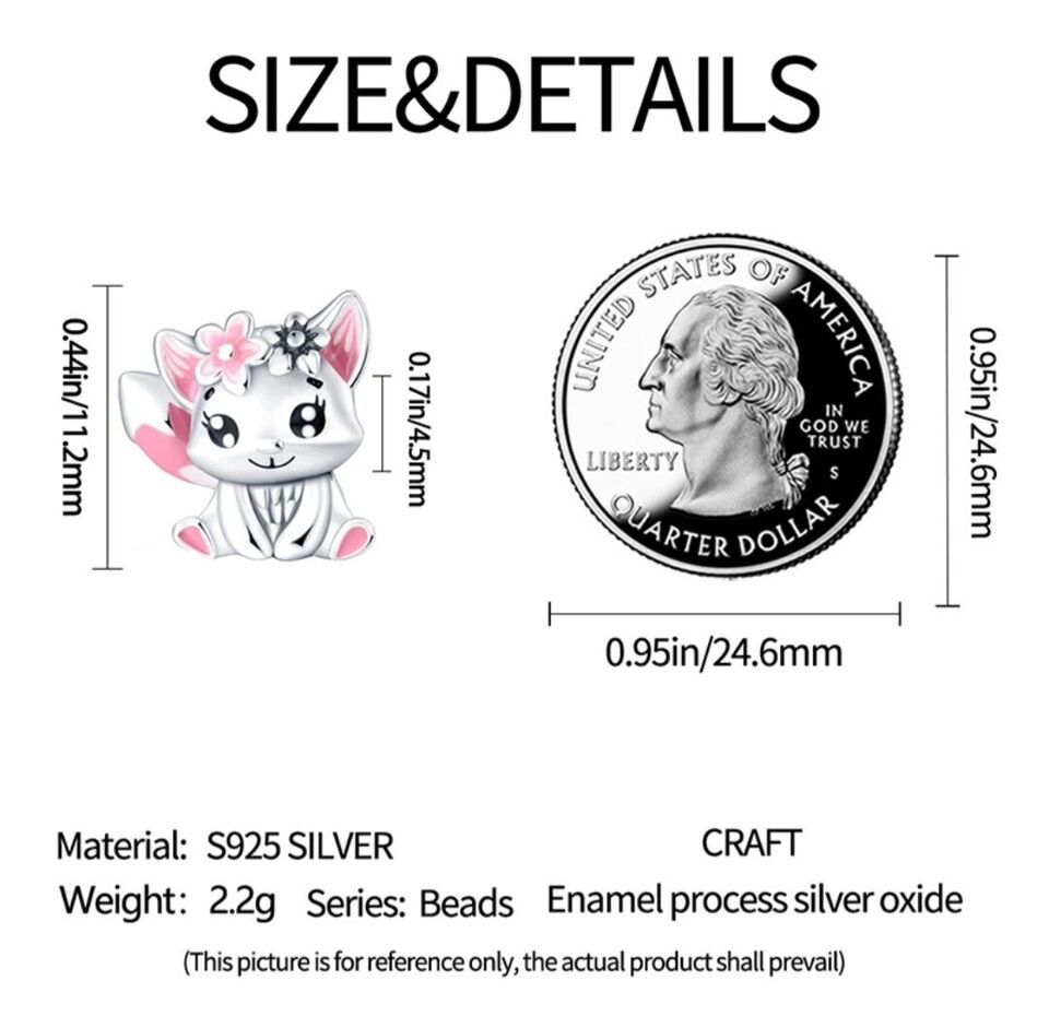 Cat Kitty Pink Flowers Charm - bellissi
