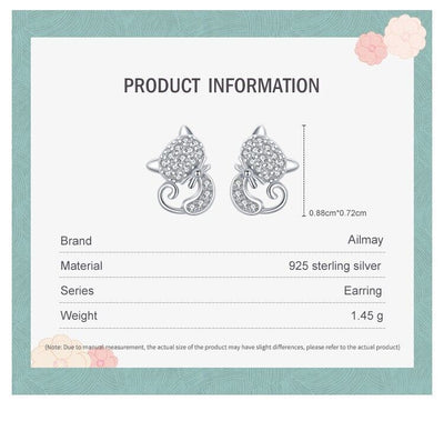 Cat Kitty Sparkling Zirconia Stud Earrings - bellissi