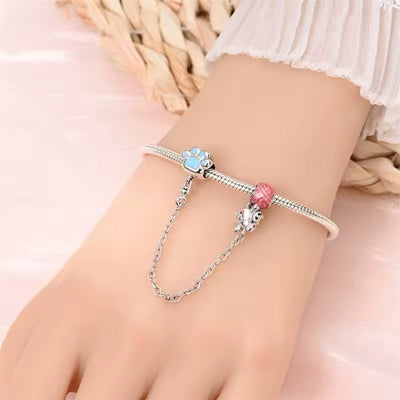 Cat & Paw Print Dangle Charm - bellissi