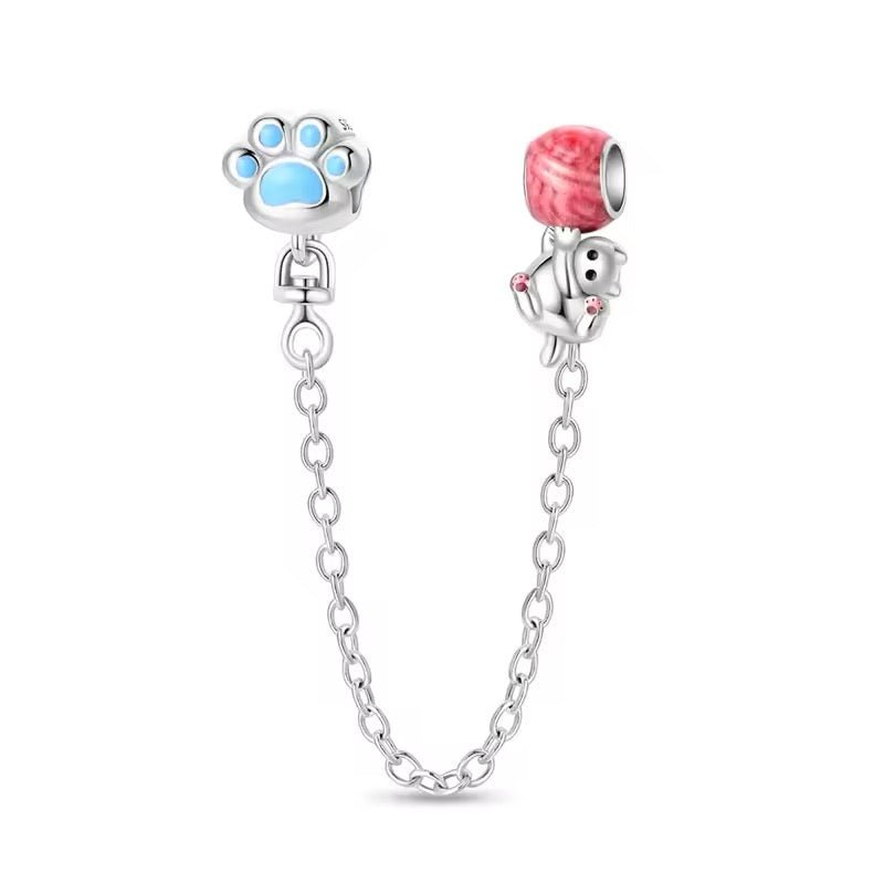 Cat & Paw Print Dangle Charm - bellissi