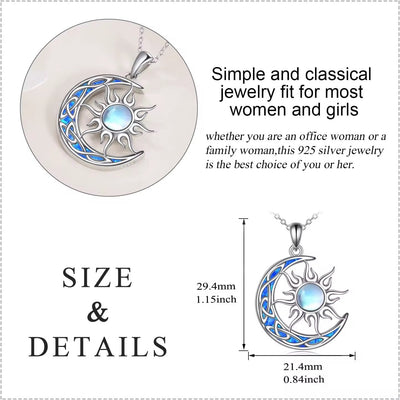 Celestial Moon Sun Necklace Blue Opal Dream Charm - bellissi