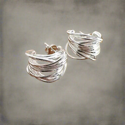 Chic Claw Hoop Earrings Twisted Silver Earrings - bellissi