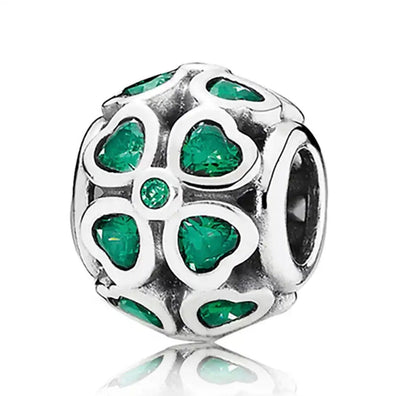 Clover Green Murano Glass Heart Charm - bellissi