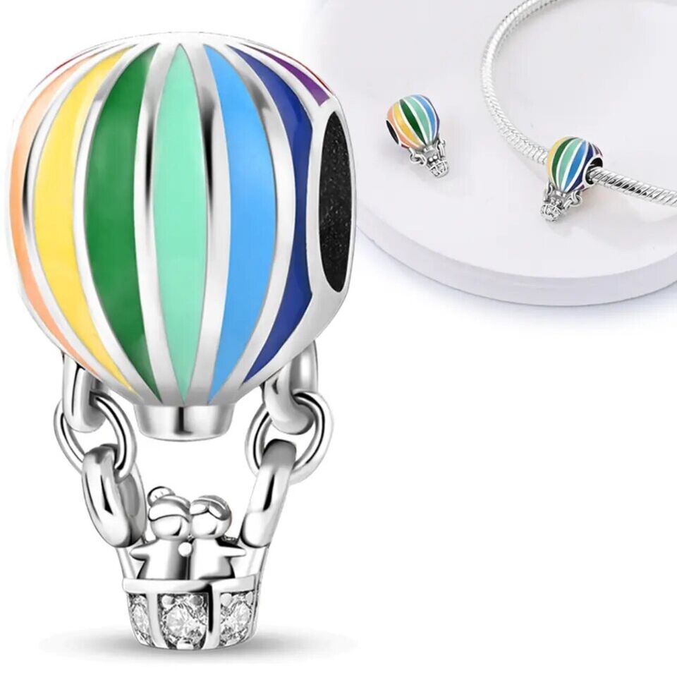 Colorful Hot Air Balloon with People in Love Charm - bellissi