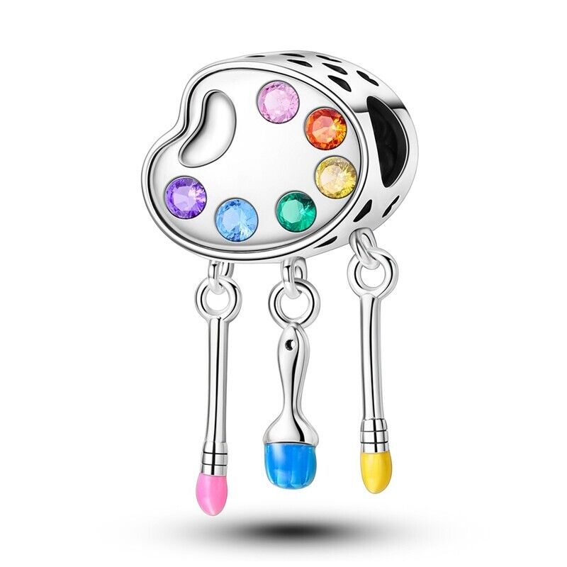 Colourful Paint Palette & Dangle Brushes Charm - bellissi