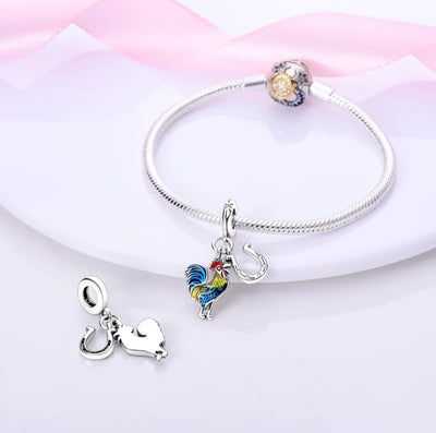 Colourful Rooster & Lucky Horseshoe Charm - bellissi