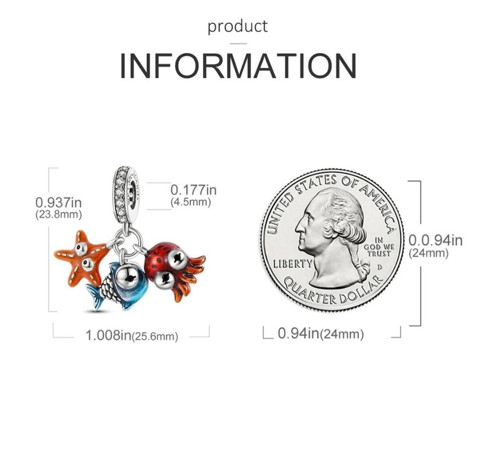 Colourful Starfish Octopus & Fish Dangle Charm - bellissi