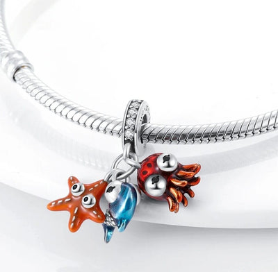 Colourful Starfish Octopus & Fish Dangle Charm - bellissi