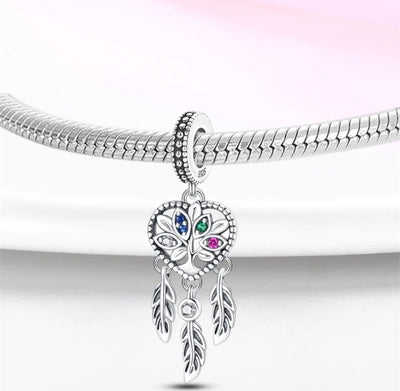 Colourful Zircon Tree Of Life Dreamcatcher Dangle Charm - bellissi
