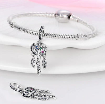 Colourful Zircon Tree Of Life Dreamcatcher Dangle Charm - bellissi