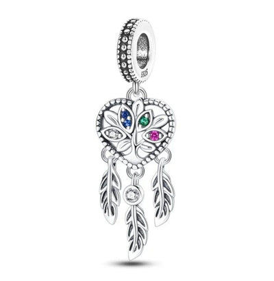 Colourful Zircon Tree Of Life Dreamcatcher Dangle Charm - bellissi