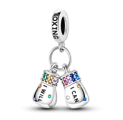 Colourful Zirconia Boxing Gloves Dangle Charm - bellissi