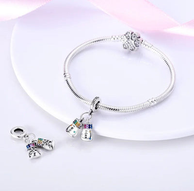 Colourful Zirconia Boxing Gloves Dangle Charm - bellissi