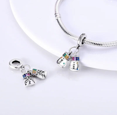 Colourful Zirconia Boxing Gloves Dangle Charm - bellissi