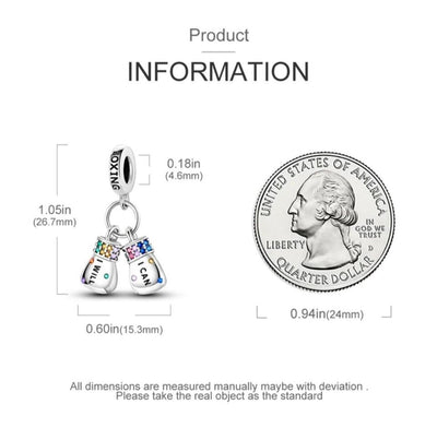 Colourful Zirconia Boxing Gloves Dangle Charm - bellissi