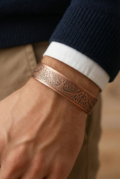 Copper Magnetic Celtic Tree of Life Cuff Bracelet - bellissi