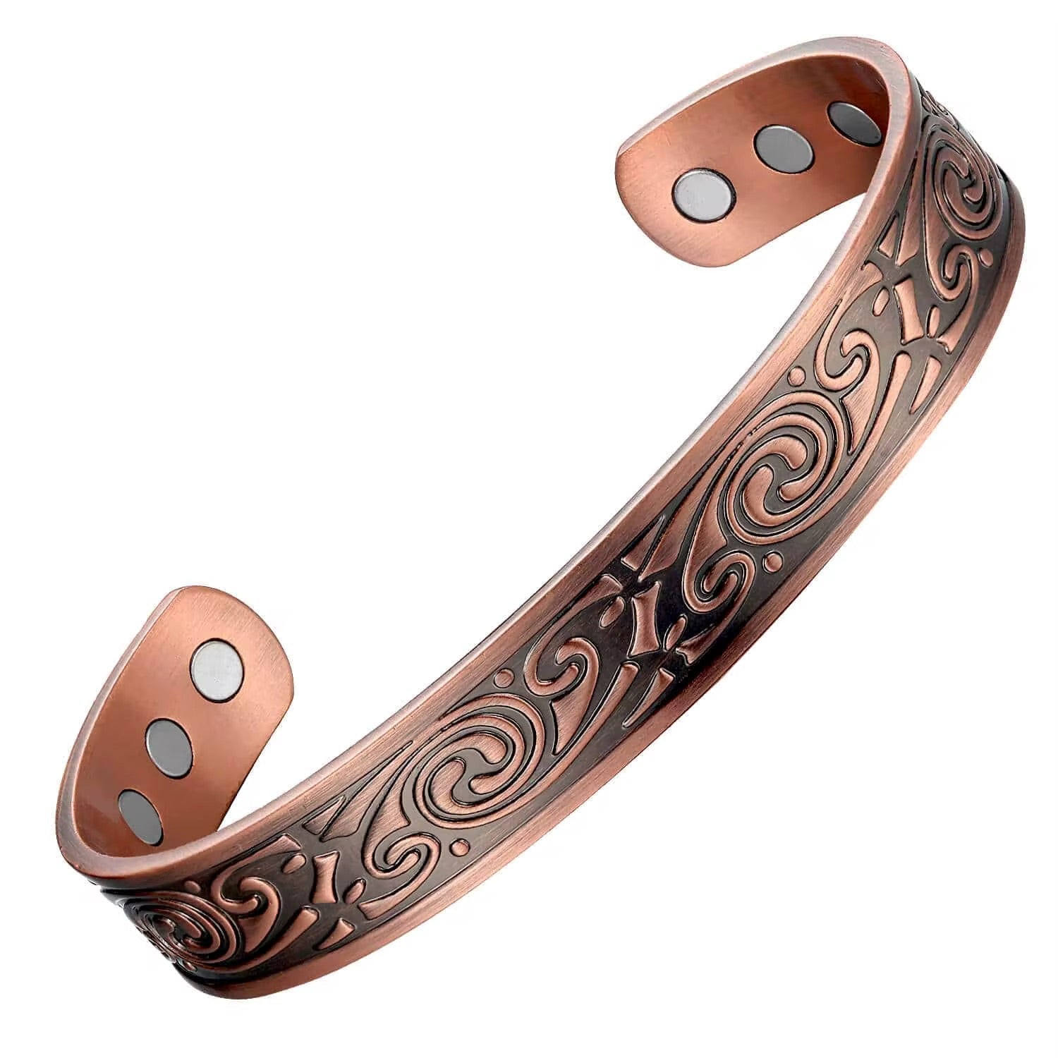 Copper Magnetic Cross Engraved Cuff Bracelet - bellissi