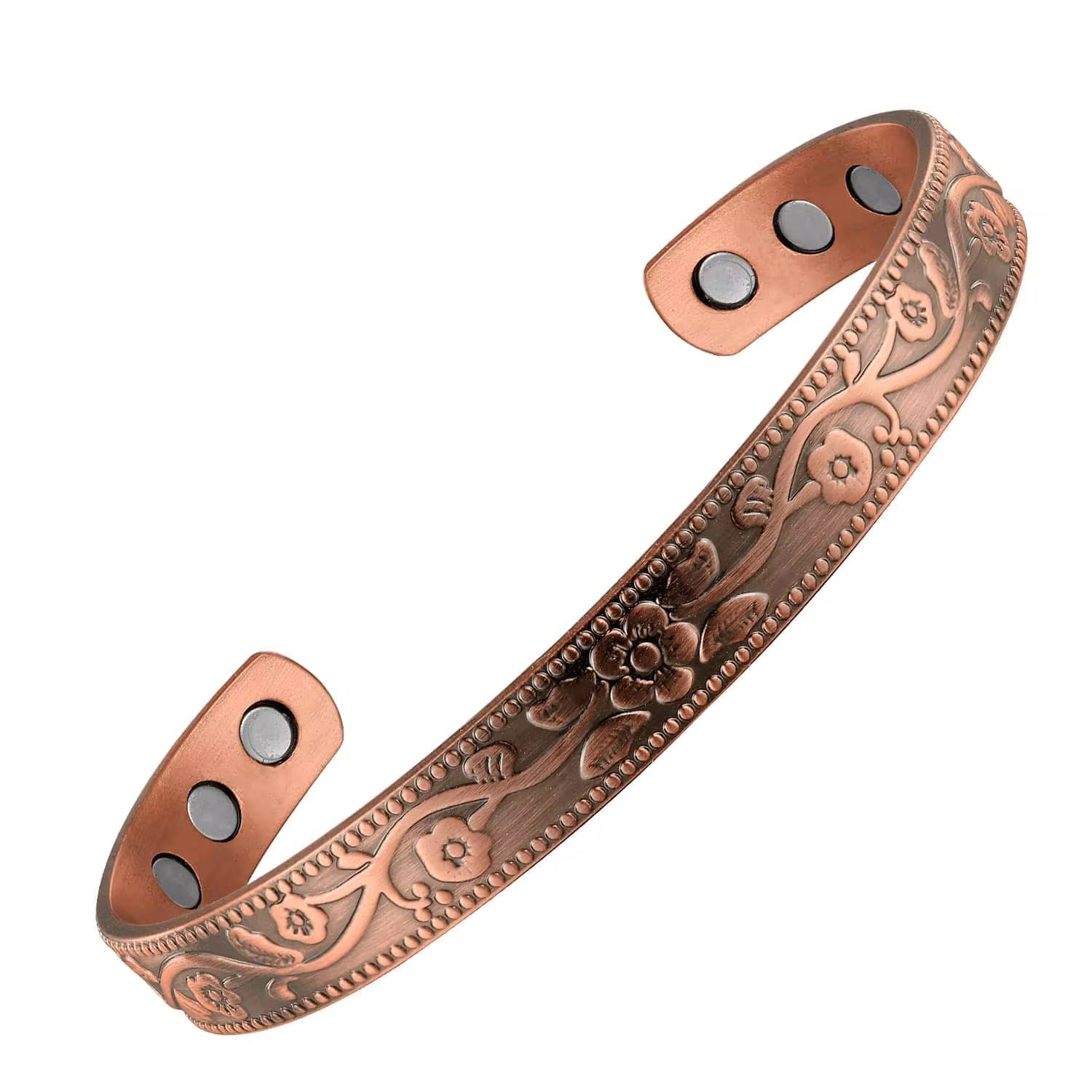 Copper Magnetic Floral Cuff Bracelet - bellissi