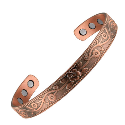 Copper Magnetic Floral Cuff Bracelet - bellissi