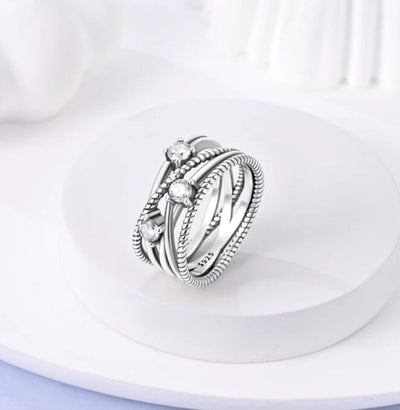Crossover Ring With Cubic Zirconia - bellissi