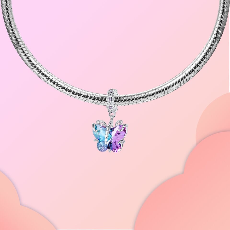 Crystal Butterfly Dangle Charm - bellissi