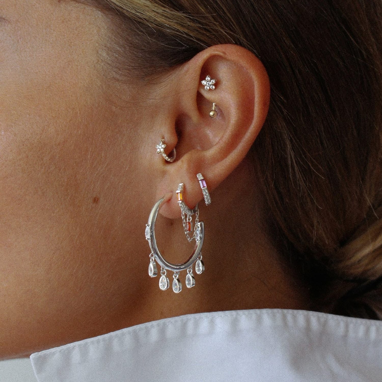 Crystal Hoop Drop Earrings - bellissi