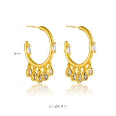 Crystal Hoop Drop Earrings - bellissi