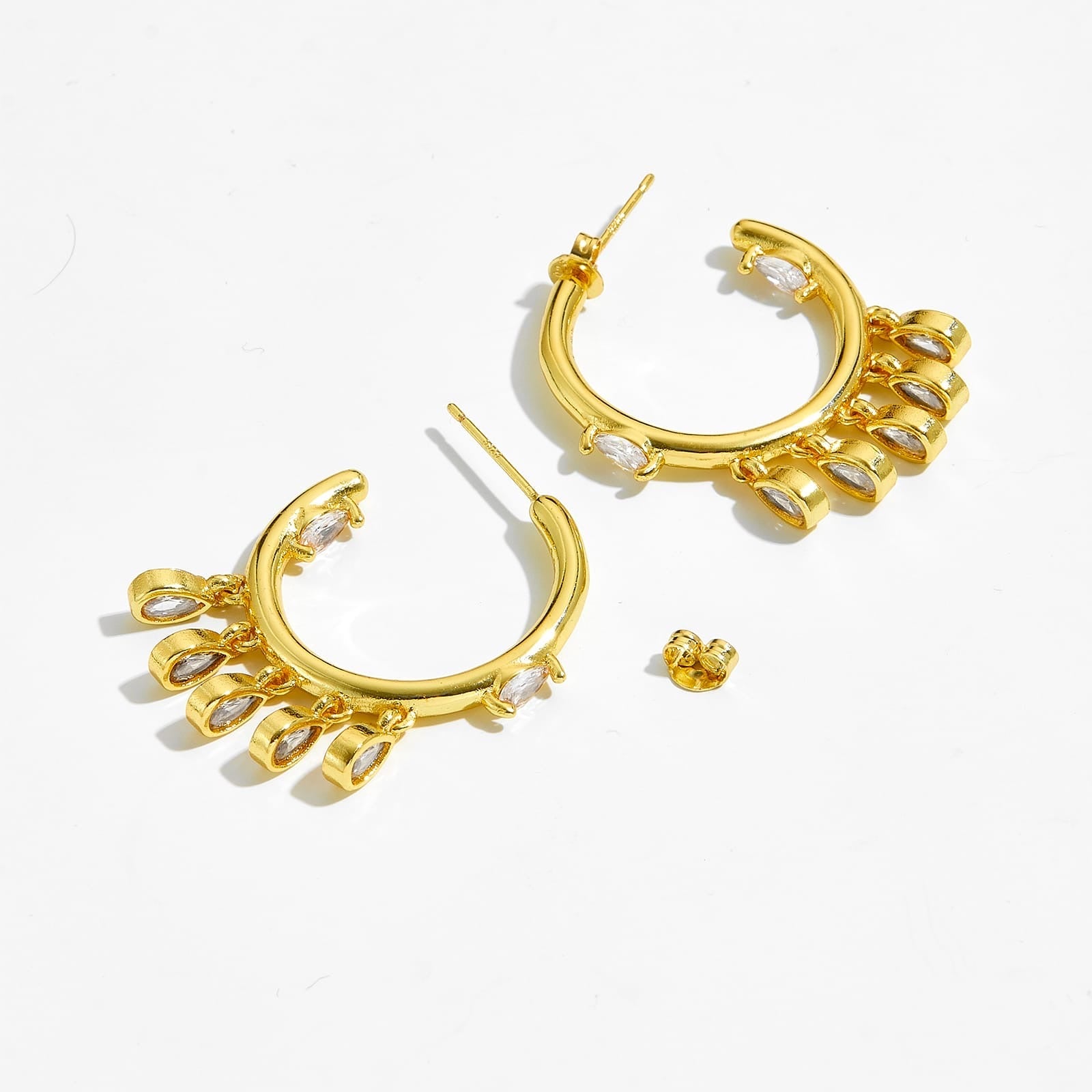 Crystal Hoop Drop Earrings - bellissi