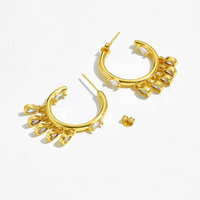 Crystal Hoop Drop Earrings - bellissi