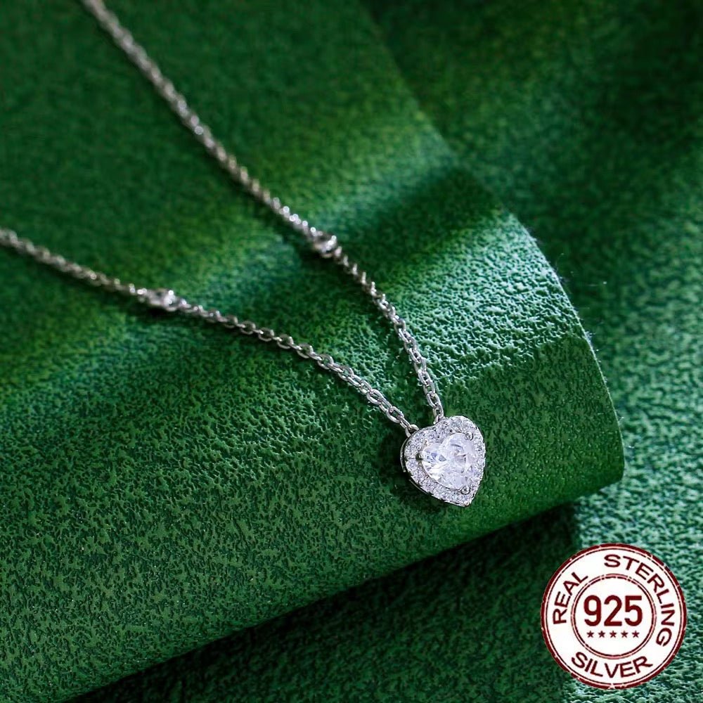 Cubic Zirconia Sparkling Heart Necklace - bellissi