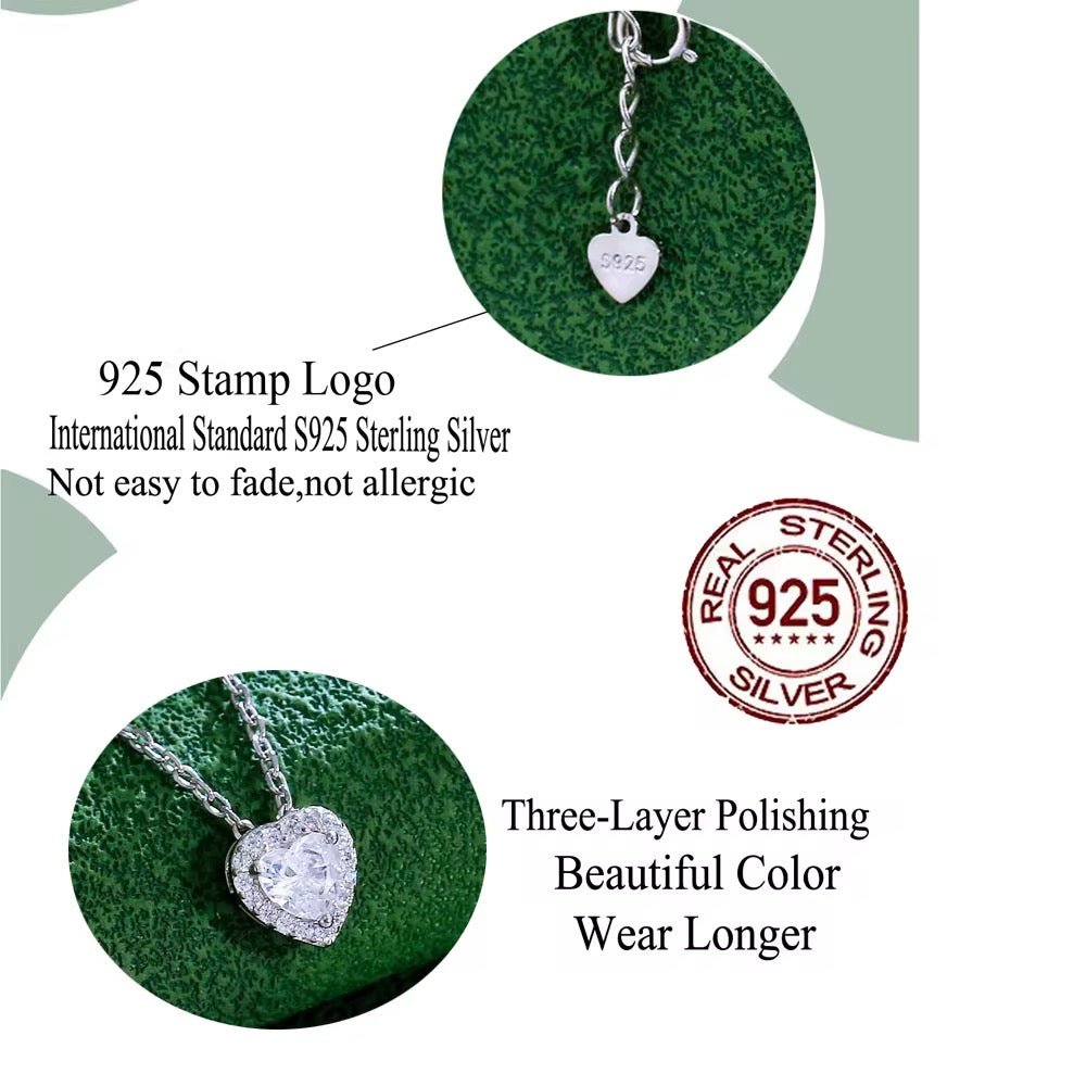 Cubic Zirconia Sparkling Heart Necklace - bellissi