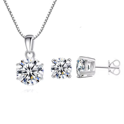 Cubic Zirconia Sparkling Oval Necklace & Earrings - bellissi