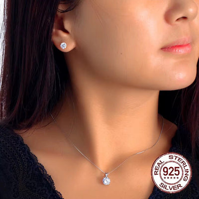 Cubic Zirconia Sparkling Oval Necklace & Earrings - bellissi