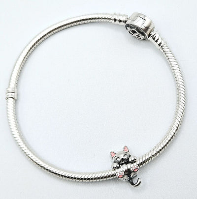 Cute Cat Silver Pink Ears Charm - bellissi