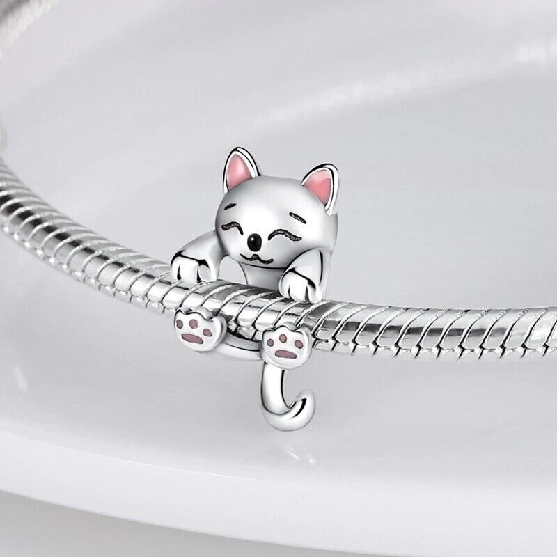 Cute Cat Silver Pink Ears Charm - bellissi