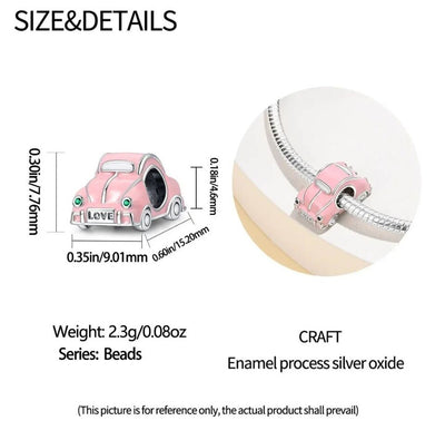 Cute Pink Car Bead Charm - bellissi