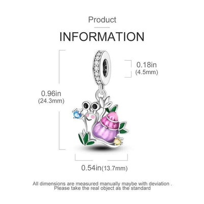 Cute Pink Snail and Zirconia Charm - bellissi