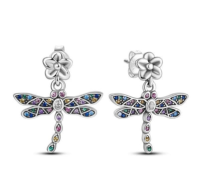 Dangle Earrings Multicoloured Dragonfly - bellissi
