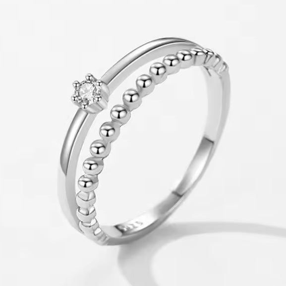 Dazzling Zirconia on Bilayer Ring - bellissi
