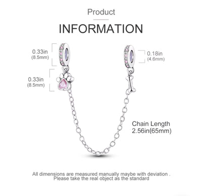 Dog Paw & Bone Safety Chain Charm - bellissi