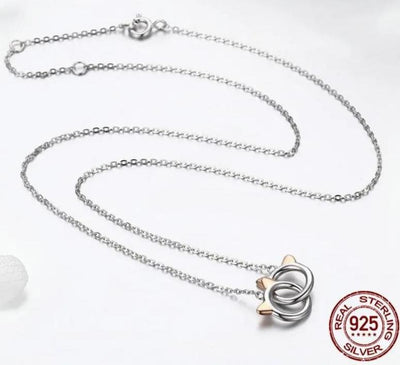 Double Circle Cat Pendant Necklace - bellissi