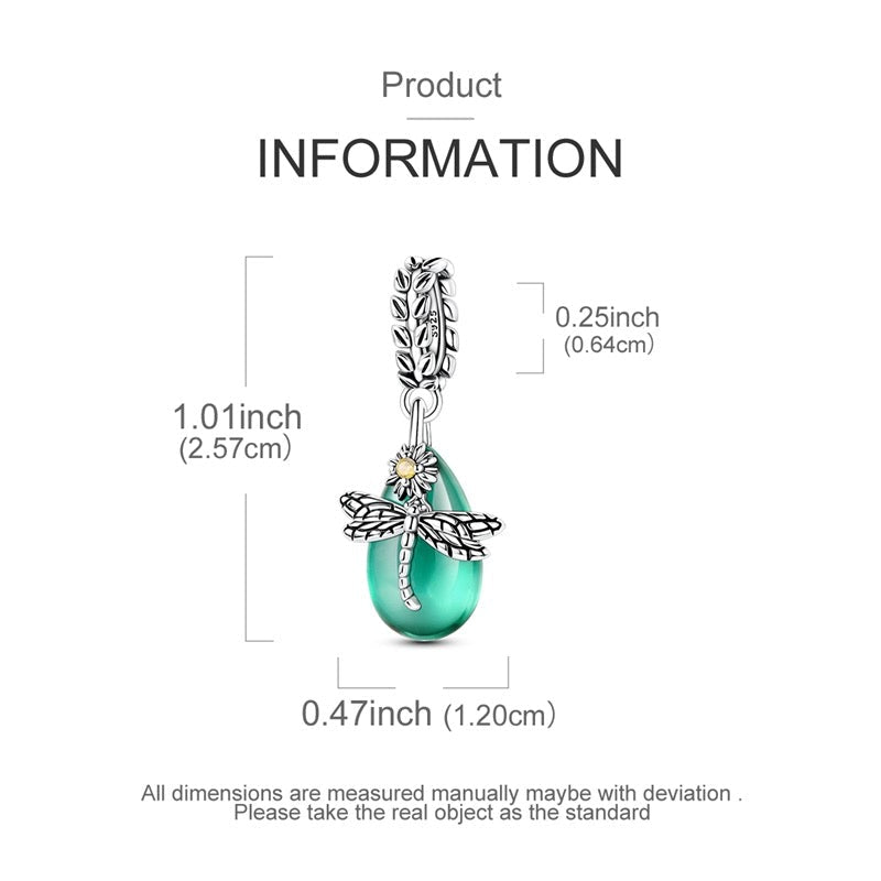 Dragonfly on Jadeite Drop Dangle Charm - bellissi