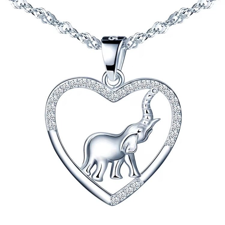 Elephant in Heart Necklace - bellissi