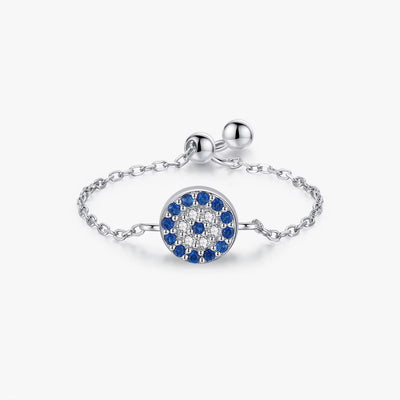 Evil Eyes Cubic Zirconia Adjustable Chain Ring - bellissi
