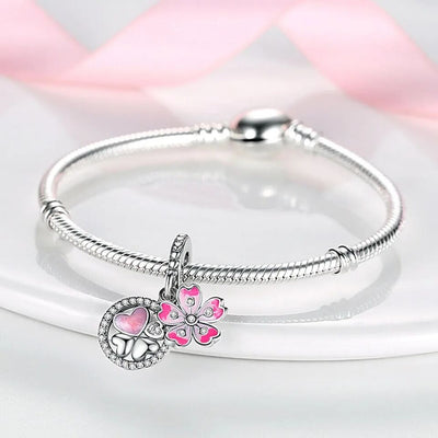 Flower Lucky Clover Heart Charm - bellissi