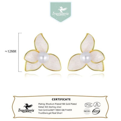 Flower With Pearl Stud Earrings - bellissi